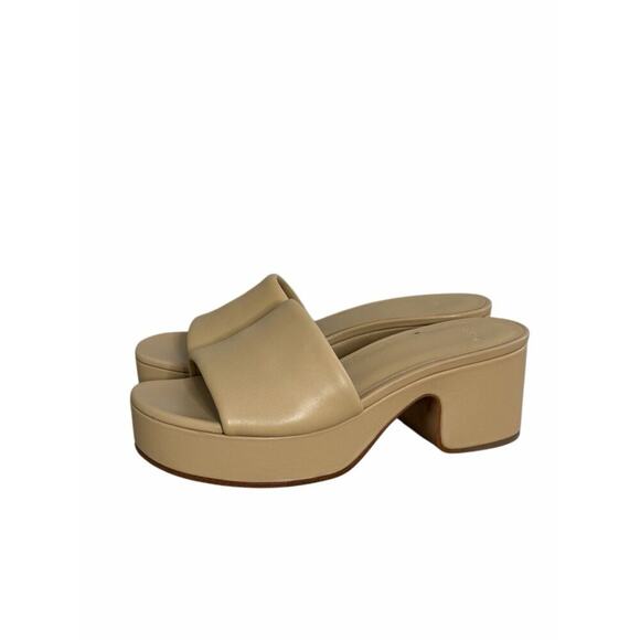 Vince Leather Slide Sandal Size 7US Chunky Block Heel - Picture 2 of 9